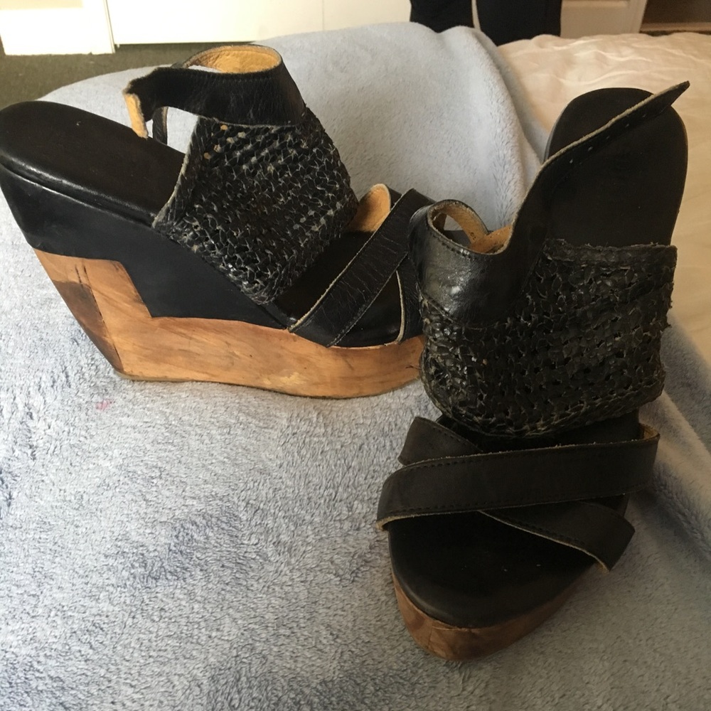 Bed Stu Black Wedges